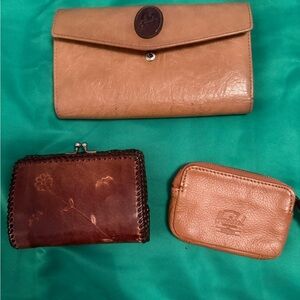 Tan and Brown Leather Wallet Set